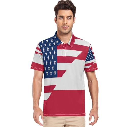 Polo de golf drapeau USA Autriche séchage rapide t-shirt manches courtes S GuoChe