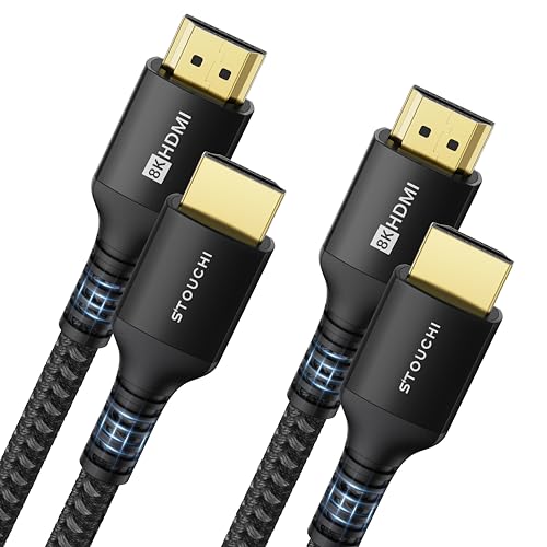 Stouchi Kabel HDMI 2.1, 3 m, 8K Ultra HD 48 Gb/s, wysoka prędkość, 8K60, 4K120, 144 Hz, RTX 3080, eARC, HDR10, 4:4, HDCP 2.2 i 2.3 Dolby, kompatybilny z Fire TV/Roku TV/PS5/Xbox Series X/LG, czarny,