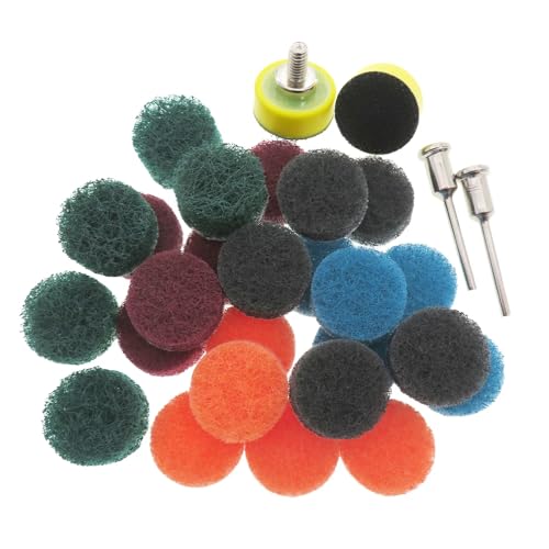 NEFLUM 29 PCS 1 Inch Multi-Purpose Flocking Scouring Pad with 3mm Shank Backing Pad Industrial Duty Nylon Cloth for Polishing
