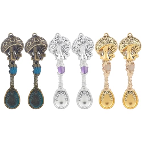 Pendentif cuillère champignon de 6,3 cm pour personnaliser vos porte-clés bohèmes