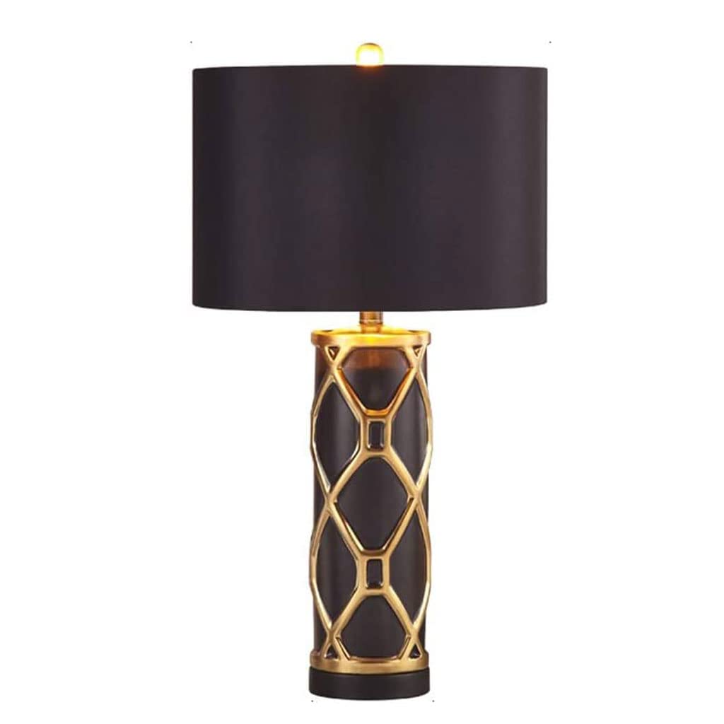 Table Lamps,Bedside Lamp Contemporary Table Lamp 27.6" Tall Ceramic Bedside Table Lamp with Fabric Drum Shade for Living Room Bedroom Nightstand Lamp Easy to Assemble/a