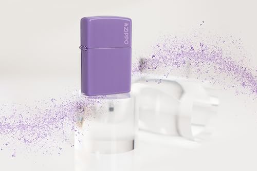 Image of Zippo Classic Smoky Lavender Windproof Lighter - Matte Finish with Zippo Logo, Refillable