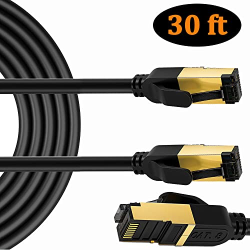 Cable Ethernet Cat 8 RJ45 30 pies Negro miniatura 2