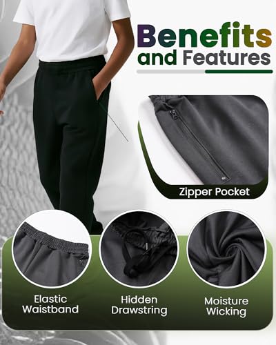3 Pack Boys Open Bottom Track Pants with Zipper Pockets and Drawstring for Kids Everyday Wear and Sports2