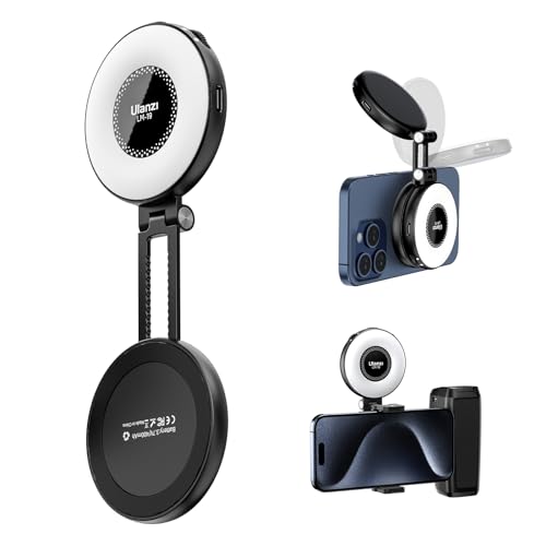 ULANZI LM19 Magnetic Ring Light Cell Phone, Selfie Light with 3 Color Temperatures 2500k-8500k Cri 95 Video Light Reversible Extension for iPhone 17 16 15 14 13 12 Video Conference Vlog YouTube Tiktok