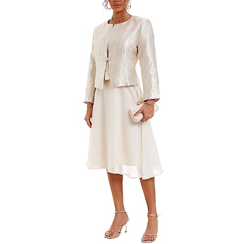 Women's 2 Piece Dress Church Suits with Jacquard Embroidery Mother Gifts Special Occasion Wedding Party Formal Evening Dress2