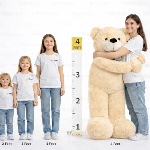 Image of 4 Feet Cream Giant Teddy Bear 48 inch Soft Toy, Plush, and Cuddly Stuffed Animal for Kids, Birthdays, Anniversaries, Valentine's Day, and Special Occasions Large Huggable (4 Feet, Beige)