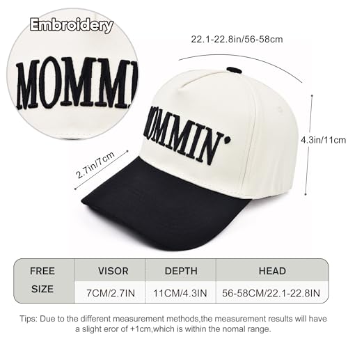 Image of Women's Mommin Trucker Hat - Vintage Two-Tone Ponytail Baseball Cap, Embroidered Adjustable Hat, Great Gift for Mom & Women