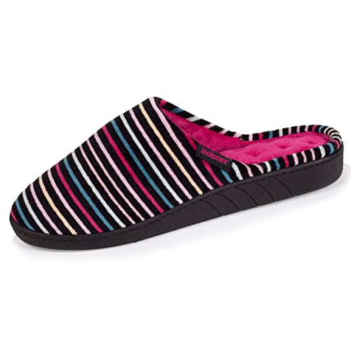 Isotoner Zapatillas de casa Chinelas mujer, pantuflas - terciopelo - suela ergonómica