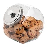 Restaurantware Vetri 1 Gallon Penny Jar 1 Durable Candy Jar - With Wide Spout Chrome Lid Clear Glass Cookie Jars For Kitchen Counter Dishwashable