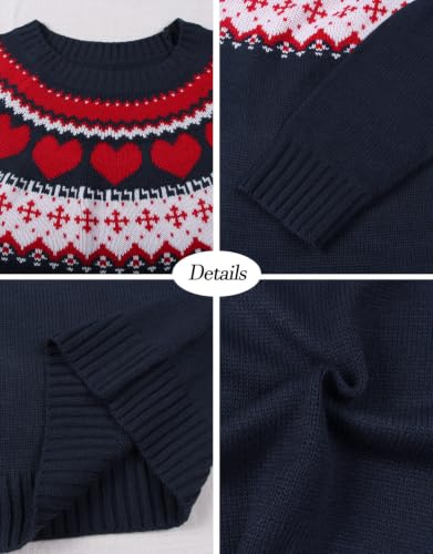 Image of Women's Fair Isle Sweater Crew Neck Long Sleeve Fall Vintage Knit Tops