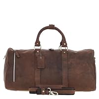 Ashwood Classic Leather Weekend Travel Bag - Men/'s & Women/'s Overnight Holdall, Gold Hardware, Large Travel Duffel with Shoulder Strap Spacious Interior & External Zip Pockets - Q-46 (Brown)