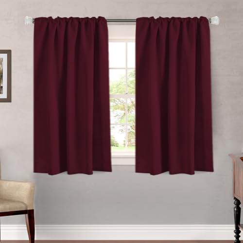 Image of H.VERSAILTEX Christmas Blackout Curtains Thermal Insulated Window Treatment Panels Blackout Drapes for Living Room Back Tab /Rod Pocket Bedroom Draperies, 52 x 54 Inch, Burgundy Red, 2 Panels