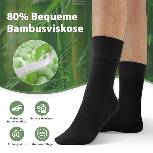 Niorasen Bambus Diabetikersocken, 6 Paar Diabetiker Socken ohne Gummibund & ohne Naht, Bambussocken Gesundheitssocken mit Komfortbund für Herren & Damen, Schwarz Blau Grau 39-42 4