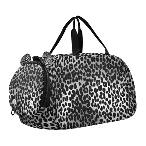 YETTASBIN Sport Travel Duffel Bag for Girls Boys, Leopard Large Waterproof Weekender Overnight Bag, Detachable Shoulder Strap Gym Bag with Shoe Compartment & Wet Pocket