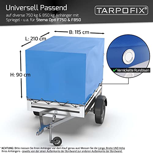 Tarpofix® Anhänger Hochplane 210x115x90 cm inkl: Planenseil - ECHTES PVC PLANENMATERIAL - Randverstärkte & Robuste… – Bild 3