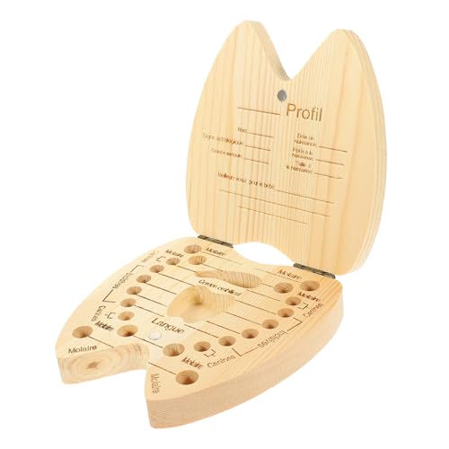 HANABASS 1Pc Tooth Keepsake Box Wooden Holder for Durable Storage Container with Date Record Feature for Boys and Unique Tooth Collection Organizer