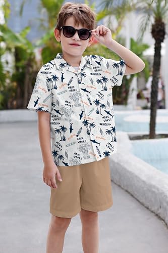 Image of Cromoncent Matching Hawaiian Outfits for Family, Dad and Son Matching Luau Beach Tropical Shirts Mommy Daughter Tropical Sets