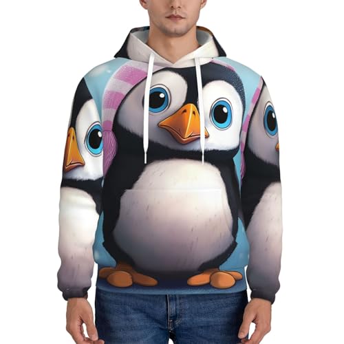 Men's Fleece Pullover Hoodie Long Sleeve Hooded Lovely Penguin Sweatshirt Casual Shirts With Pockets2