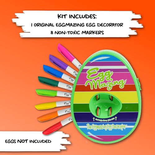 The Eggmazing Egg Decorator Easter Egg Decorator Kit - Arts and Crafts Set - Includes Egg Decorating Spinner and 8 Colorful Quick Drying Non Toxic Markers (Spring Green) - 5