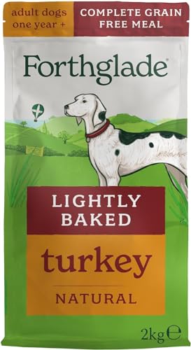 Forthglade Dry Dog Food, Lightly Baked, (2kg Resealable Bag), Adult Dogs, Tukey with Sweet Potato, Grain Free Dog Food with 50% Single Source Protein, Complete & Balanced Hypoallergenic Dog Food