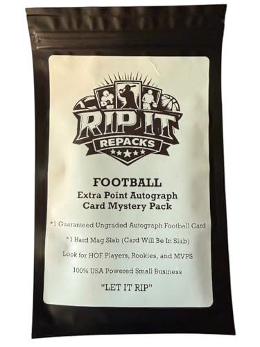 RIP IT REPACKS Football Extra Point Autograph Card Mystery Pack 1 Ungraded Autograph Card 1 Hard Mag Slab