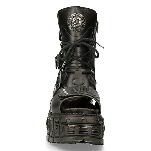 New Rock Ankle Boots BIOS107-V1 TANK Black VEGAN Leather Men's Gladiator Goth Punk Platform Sandal4