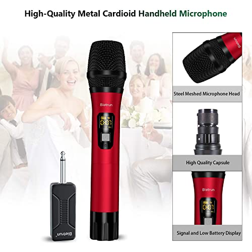 Wireless Microphone, Uhf Metal Dynamic Handheld Karaoke Mic, Rechargeable Receiver (Work 6Hs),160Ft Range, For Karaoke, Singing, Stage, Wedding, Speech, Karaoke Machine, Speaker, Amplifier, Mixer #TOP2