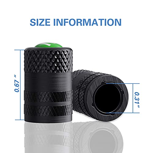 Image of CKAuto Tire Valve Stem Caps, Anodized Aluminum Tire Valve Cap Set | Corrosion Resistant, Universal Stem Covers for Cars Trucks Motorcycles SUVs and Bikes (Black-N2)