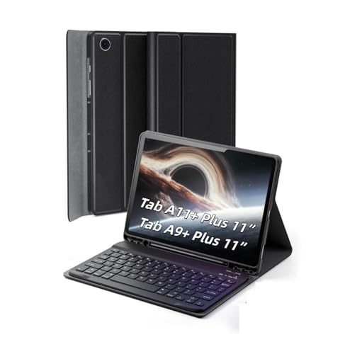 Image of RTSY Keyboard Case for Samsung Galaxy Tab A11+ / A11 Plus 2025 (11 Inch) & A9+ / A9 Plus 2023 (11 Inch) with Multi Viewing Angle, Wireless Detachable Folio KB Cover with S Pen Holder-Black