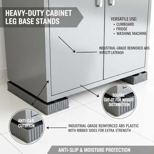 Image of SAI PRASEEDA Multipurpose Almirah Stand | Grey | Appliance Stand Base | Suitable for Almirah, Fridge & Furniture