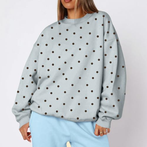 Polka Dot Shirts for Women Trebdy Crewneck Long Sleeve Polka Dot Sweatshirt - image 4