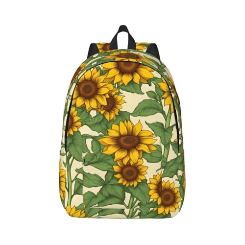 Vbcxza Mochila de lona con estampado de girasol, tamaño mediano y pequeño, perfecta para senderismo, viajes y uso diario, Black, S, Mochilas rucksack