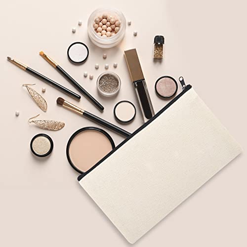 Pabues 34 Pack 8 × 4.7 Inch Blank Diy Craft Bag Canvas Pencil Case Blank Makeup Bags- Beige Canvas Pencil Pouch Bulk Canvas Cosmetic Bag Multi-Purpose Travel Toiletry Bag Canvas Zipper Bags #TOP4