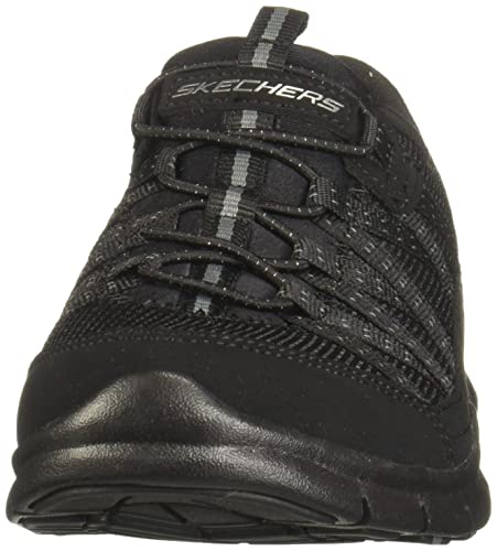 Skechers women's Gratis-Strolling Sneaker, Black/Black BBK, 9 M US Side view of the Skechers Gratis-Strolling Sneaker, showcasing its breathable mesh upper and durable rubber sole