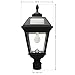 Gama Sonic Imperial Bulb Solar Outdoor Post Light, Black Aluminum, 3-inch Fitter for Lamp Posts or Pier Mount (Sold Separately), Warm White 2700K, 97B012