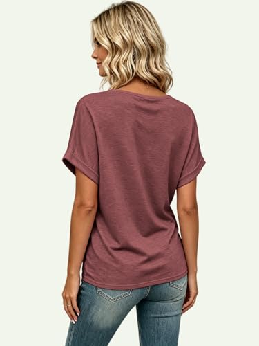 Image of T Shirts Short Sleeve V Neck Tees Womens Tops Beach Vacation Fashion Clothes 2026 Casual Summer Spring Fall Outfits
