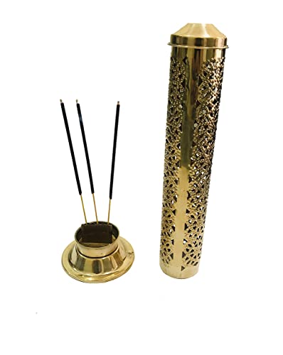 Brass Incense Holder Burner Holder Agarbatti Stand /Navaratri/Navratri/ Diwali Pooja Aarti Ash Catcher For Home,Inddor,Temple Pooja Tower Stand For Positive Energy Size- Height- 10.2 Inch #TOP2