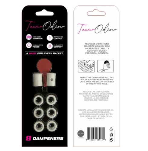 TecnoOdino Padel Dampers antivibrazione, Easy Vibes, variare Il bilanciamento della Racchetta, Personalizzazione Racchetta, smorzatore di Vibrazioni, 0,7 Grammi - 8 pz (Bianco)