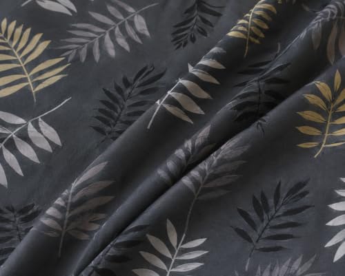 Image of Fitted Bedsheet Grey Leafy Print Glace Cotton 210 TC | Full Single Size for Single Bed Fits 4 x 6.25 ft Mattress (48 x 75 Inch) | All Around Elastic | 2 Pillow Covers | 7 Inch Deep Pocket