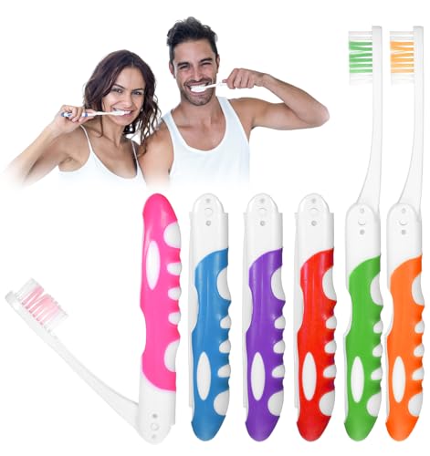 6 Stück Zahnbürste Reise Reisezahnbürste Klappbar für Camping & Reisen PE/Nylon Material mit Weichen Borsten für Familienurlaub & Geschäftsreisen