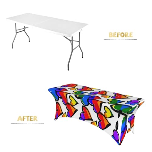 Nappe extensible lavable 1,8m anti-plis arc-en-ciel pour protéger vos tables de banquet