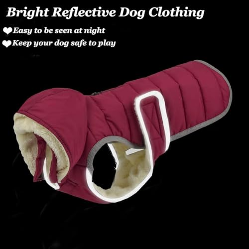 Etechydra Winter Hundejacke with Abnehmbarem Hut, Hundemantel Wasserdicht Reflektierend Hund Mantel Warme Hoodie Fleece Welpenmantel, Jacken für Kleine Mittlerer Große Hunde, Rot, XS