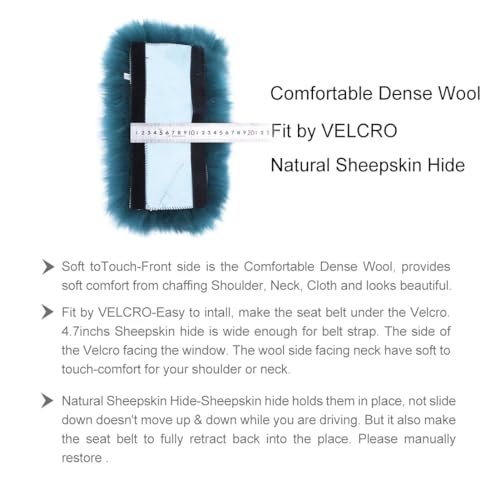 image for OGLAND Long Wool Sheepskin Seat Belt Covers, SeatBelt Pads for Adults 
