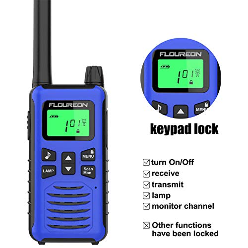 4 Pack Walkie Talkie for Kids FLOUREON Two Way Radio Long Range Walky Talky 22 Channel 3000M (MAX 5000M) USB Cable Charging for Outdoor Adventures Camping Hiking