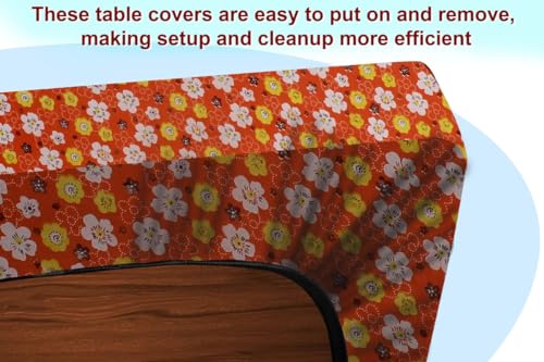 Image of The Furnishing Tree Elastic Rectangular Dining Table Cover WxL 32x54 in Inches Polyester Mini Floral Pattern Orage