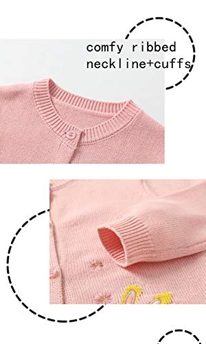 Vimfashi Baby Boys Girls Button Up Knitted Cardigan Sweater Crew Neck Soft Cotton Top Wear Pink 1-2T #TOP1