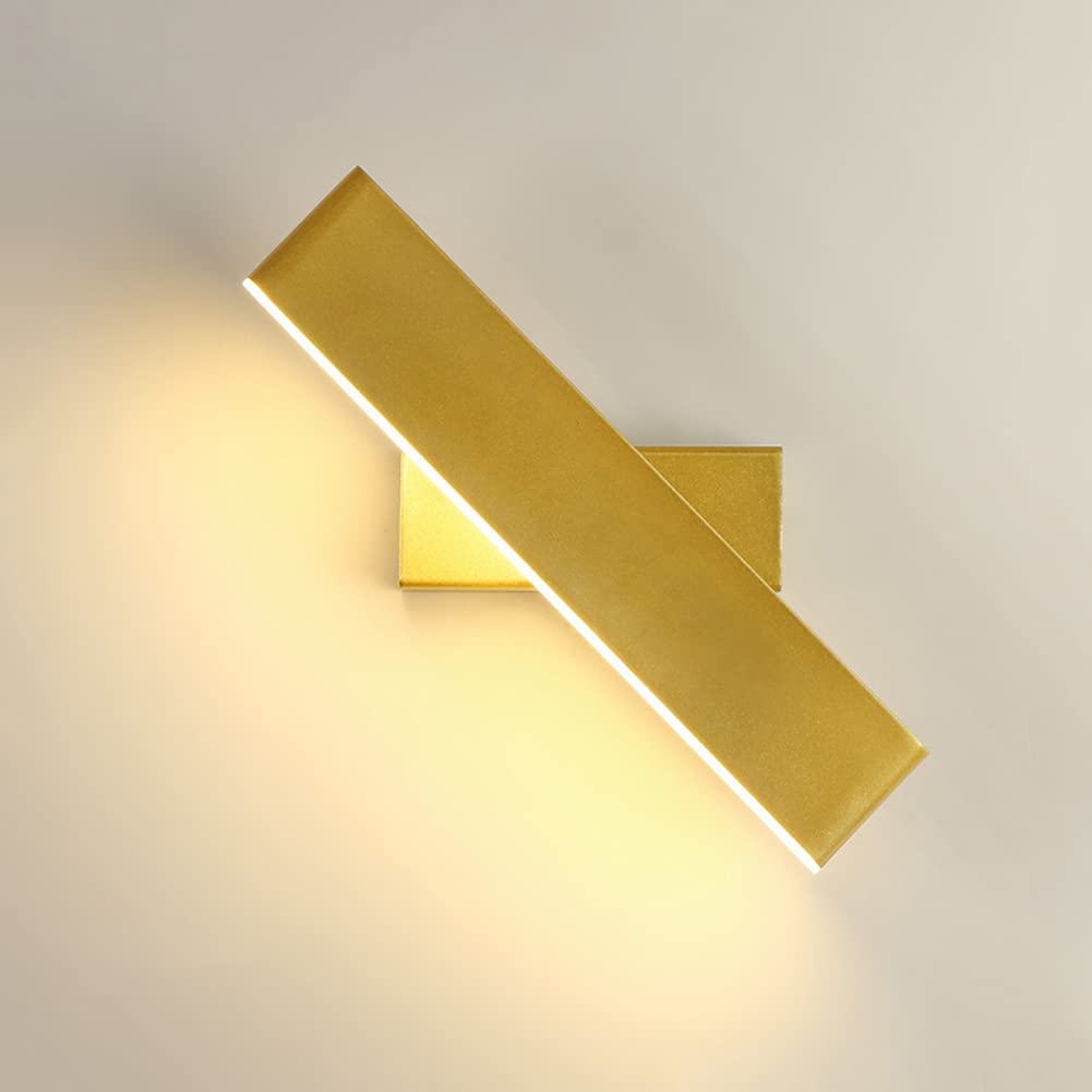 SXECAEPS Wall Lamps Sconces Light Indoor Led 6w Black 360 Rotatable Aluminium 3000k Warm White Modern Decorative Sconce for Living Room Bedroom Hallway(B)