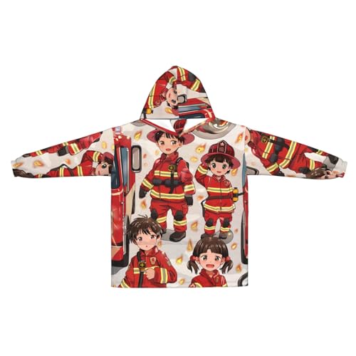 Couverture d'hiver chaude en flanelle épaisse avec manches et sweat plaid motif pompiers