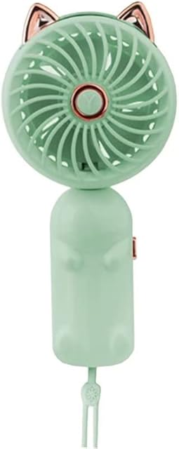 Portable Handheld Cat Fan, Mini USB Fan with Rechargeable Battery and 3 Speeds, Cute Personal Small Electric Fan for Girls/Ladies/Kids Outdoor Travel, Foldable Hand Fan for Office/Desktop/Desk, Green